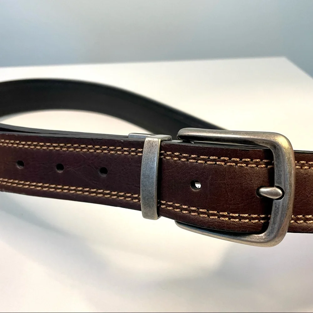 Brown & Black Double Sided Leather Dress Belt